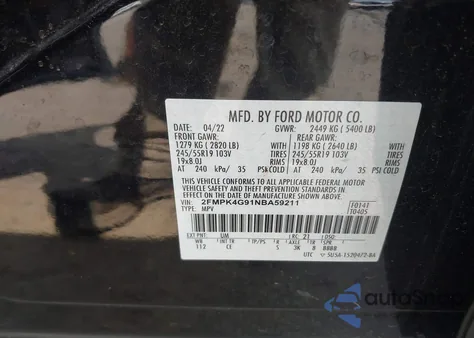 2022 Ford Edge Se from USA, damaged, VIN 2FMPK4G91NBA59211